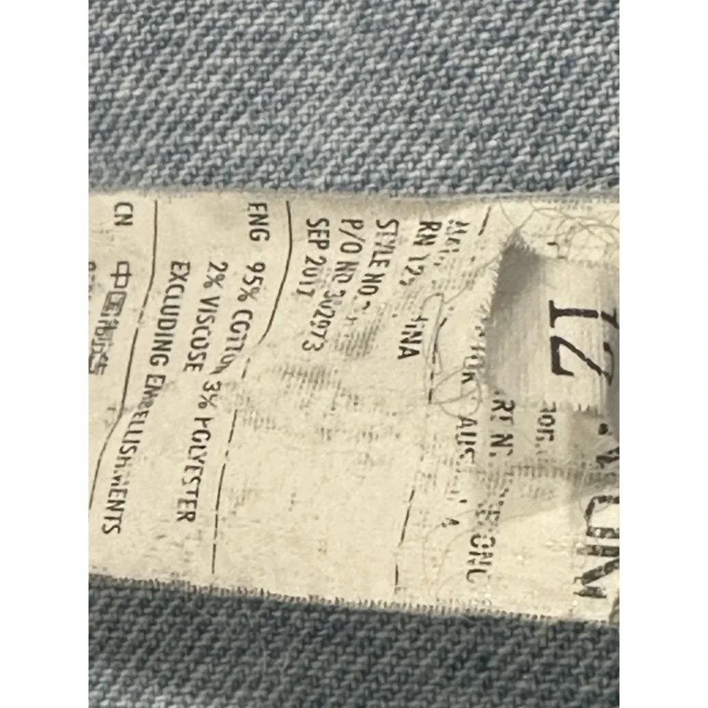 91 Cotton On Denim Blue Light Wash Hooded Full Zip Jean Jacket - Size 8 - Picture 6 of 11